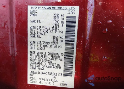 2021 Nissan Rogue Sl Intelligent Awd z USA, uszkodzony, nr VIN 5N1AT3CB6MC689133